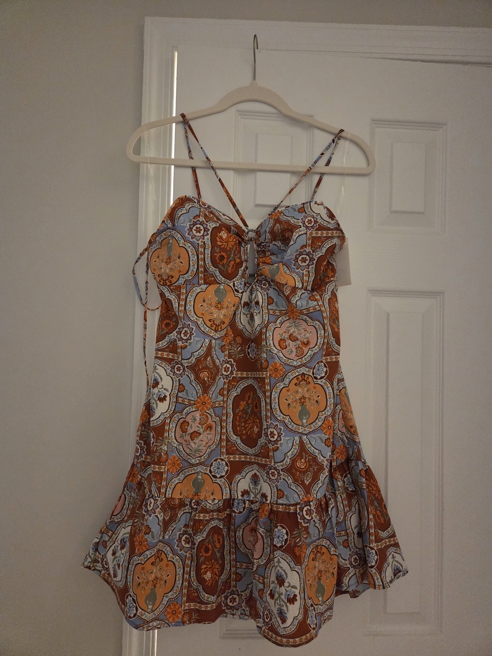 Mini Sundress with Orange Floral Medallion Print